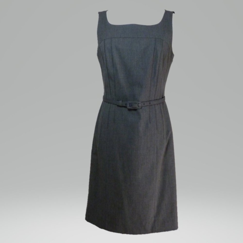 Halogen 6P Charcoal Gray Belted Sheath Dress